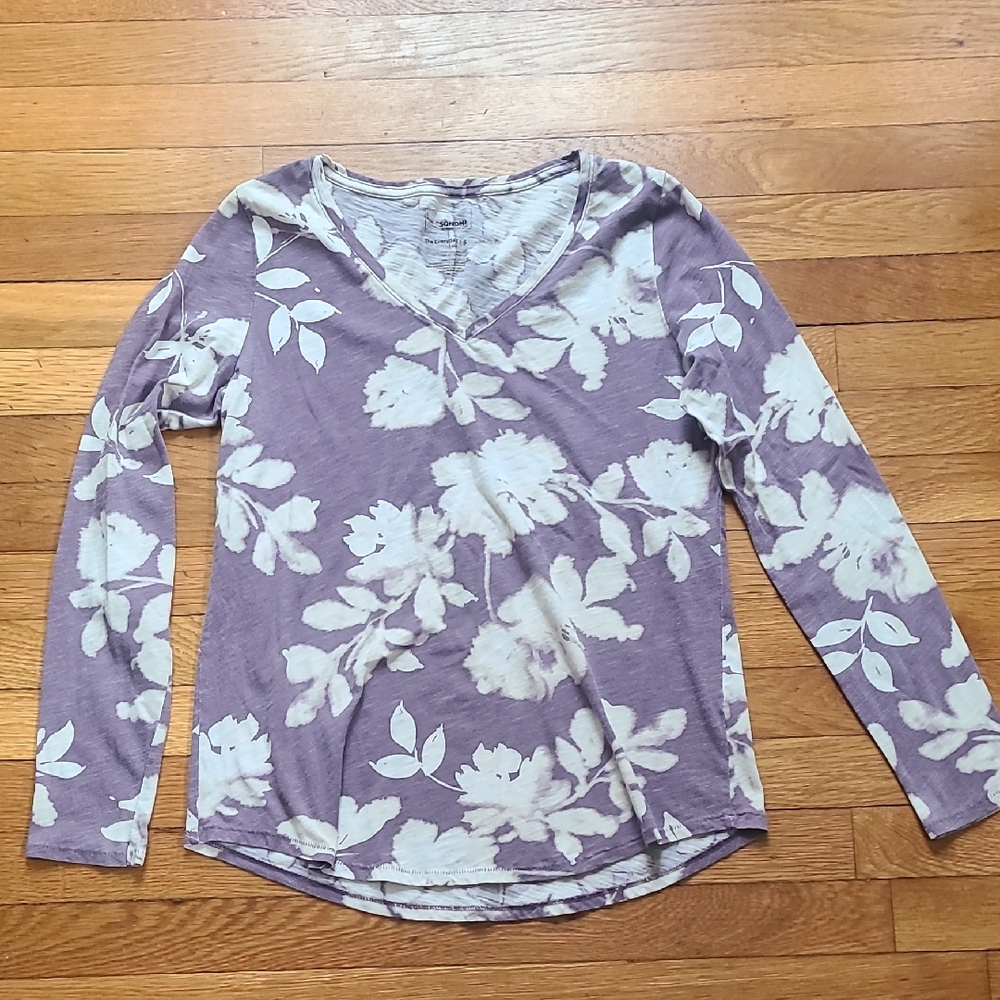 Sonoma Floral Long Sleeve Top - Lavender and White